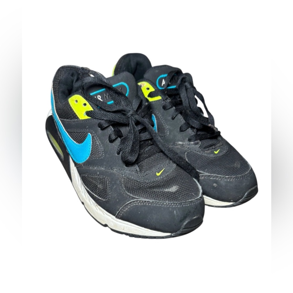 Nike Kids Air Max Black and Blue Sneakers with Lace-Up Design Size 7Y